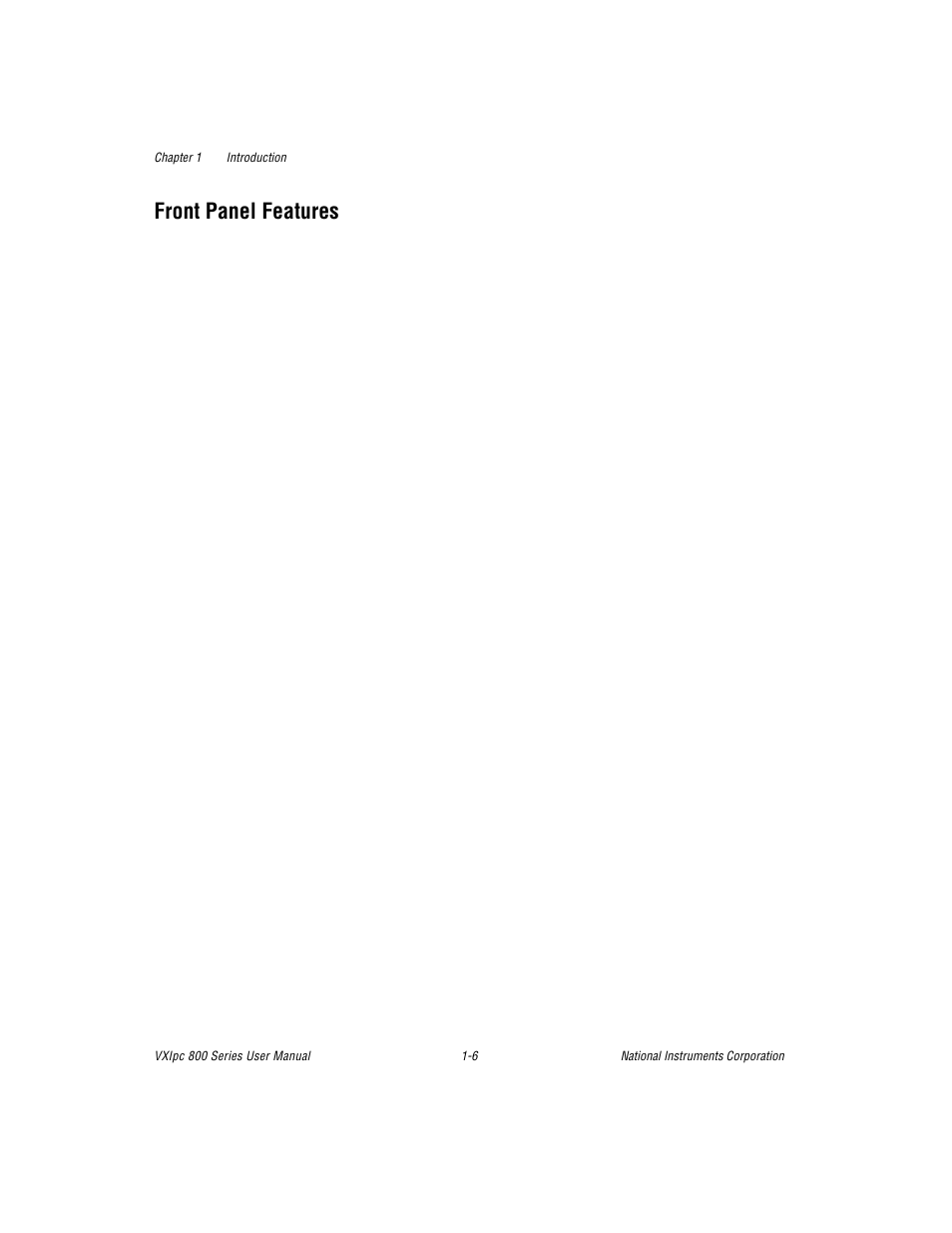 Front panel features | National Instruments 800 Series User Manual | Page 18 / 104