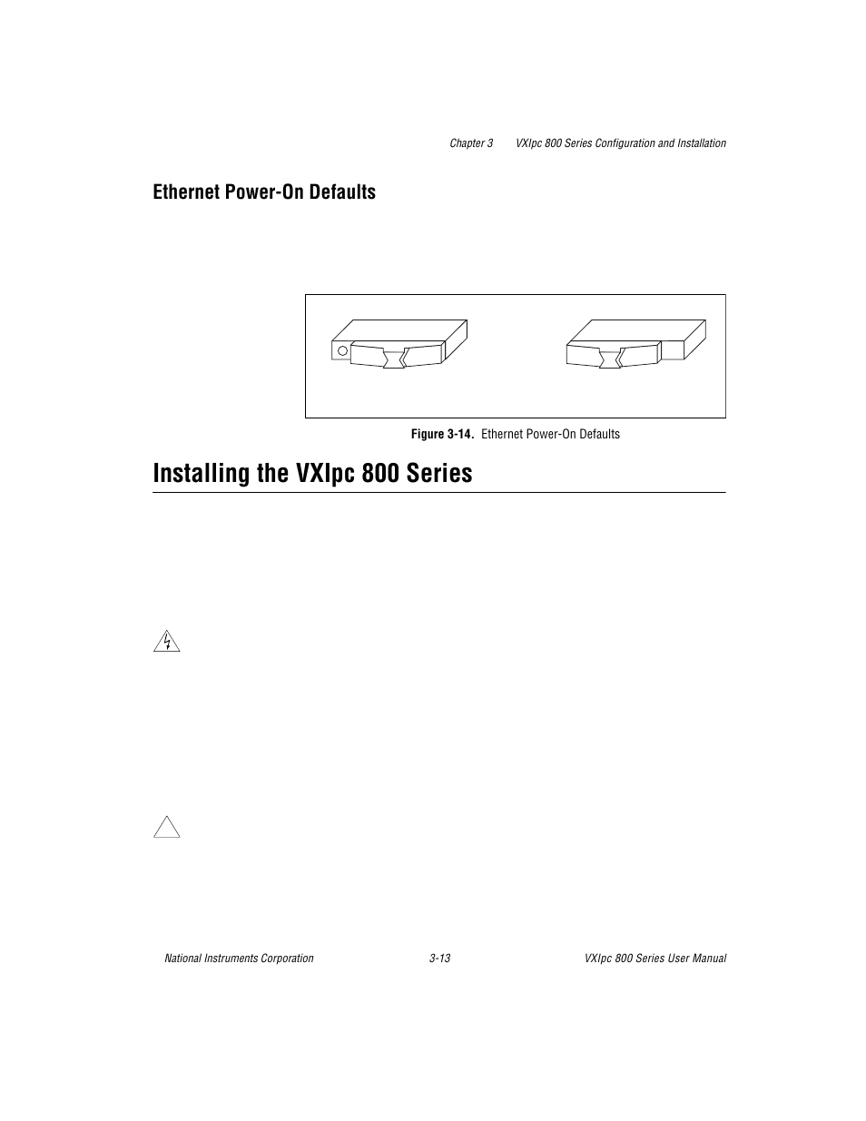 Ethernet power-on defaults, Installing the vxipc 800 series, Figure 3-14. ethernet power-on defaults | National Instruments 800 Series User Manual | Page 37 / 104