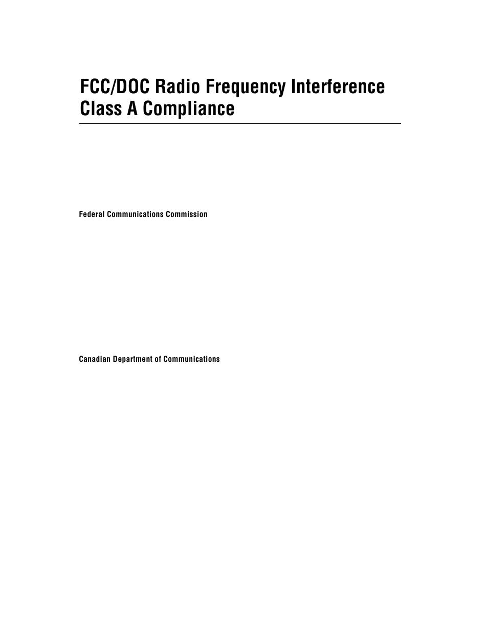 Fcc/doc radio frequency interference, Federal communications commission, Canadian department of communications | National Instruments 800 Series User Manual | Page 4 / 104