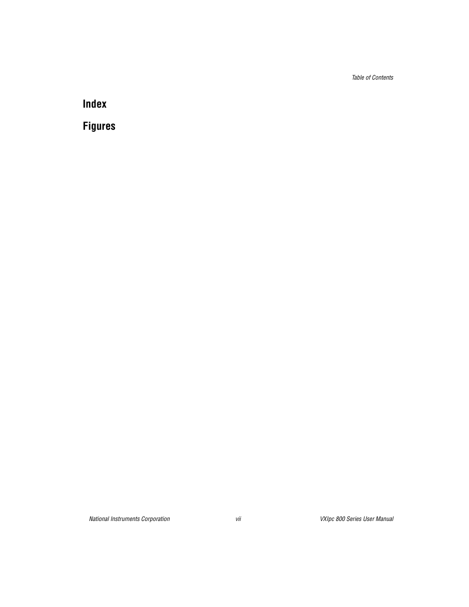 Figures, Index figures | National Instruments 800 Series User Manual | Page 7 / 104
