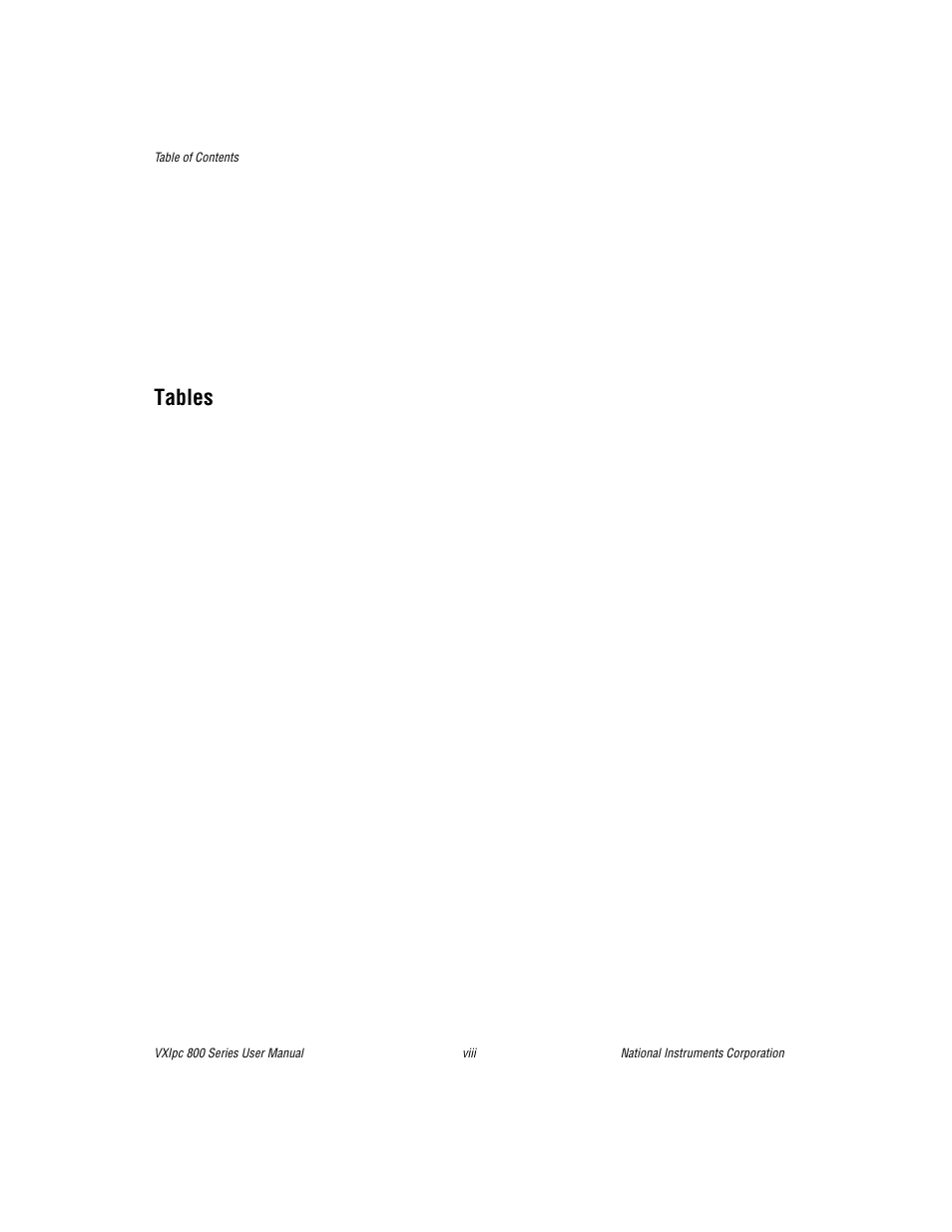 Tables | National Instruments 800 Series User Manual | Page 8 / 104