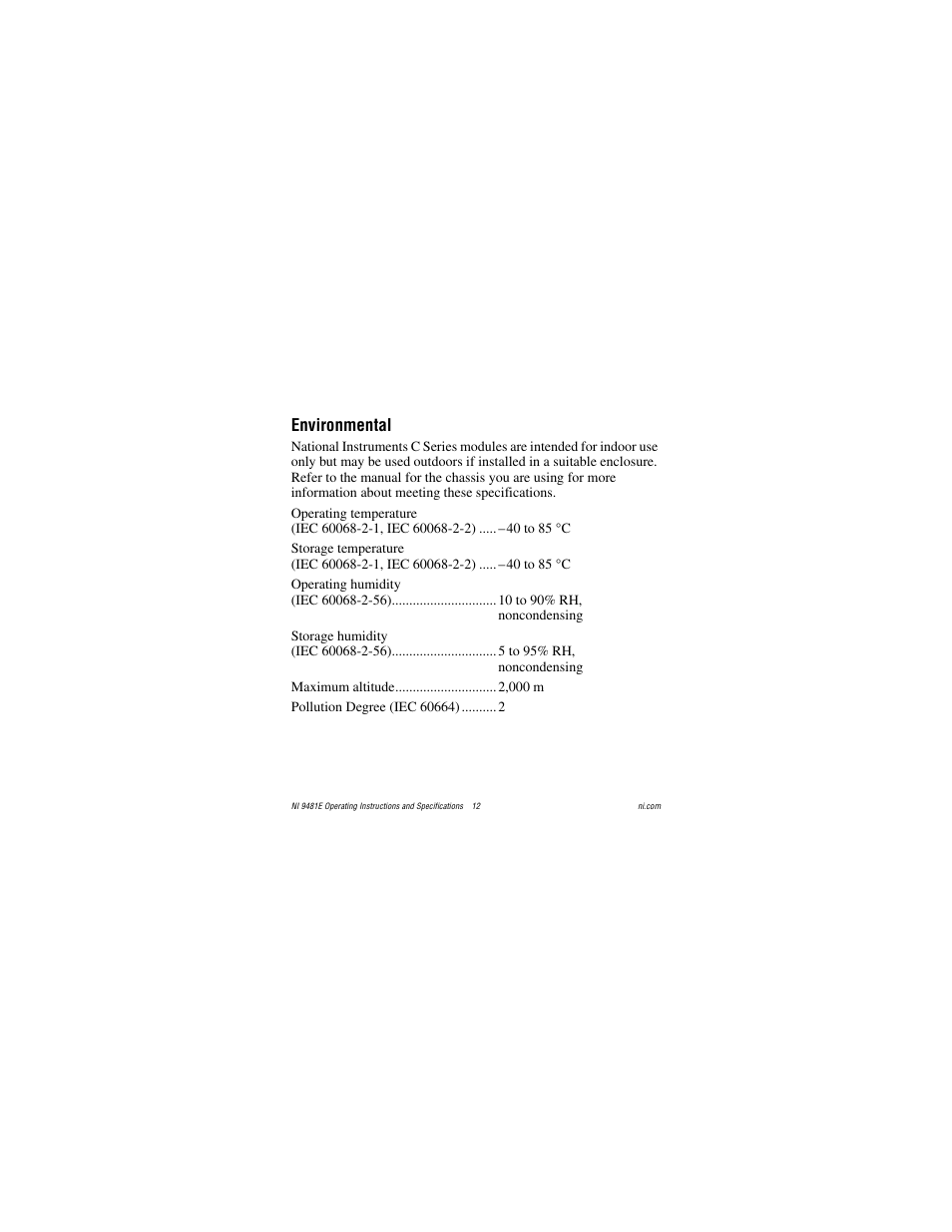 Environmental | National Instruments NI 9481E User Manual | Page 12 / 16