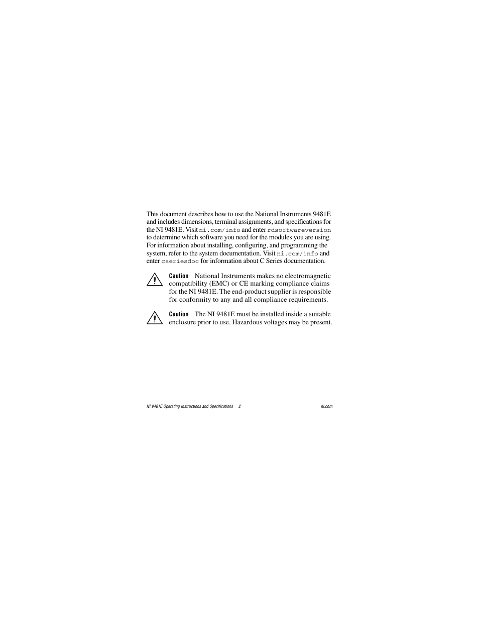 National Instruments NI 9481E User Manual | Page 2 / 16
