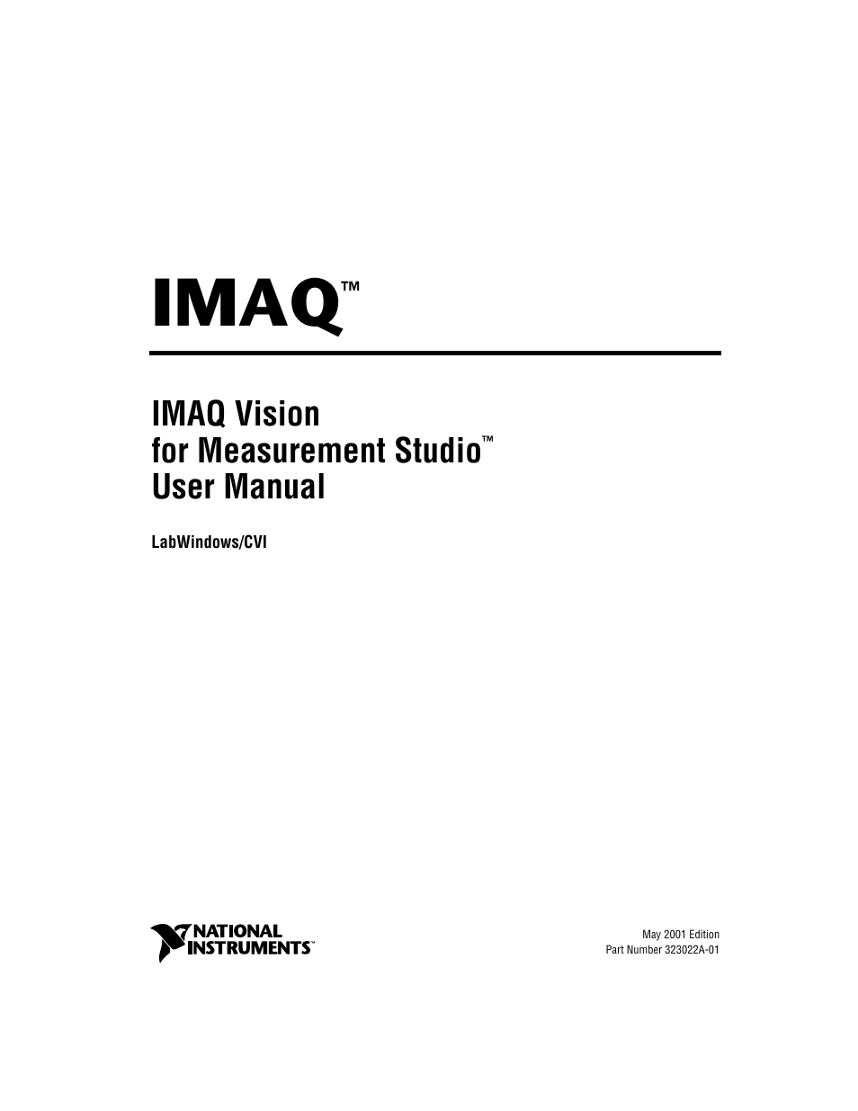 National Instruments IMAQ Vision for Measurement Studio User Manual | 114 pages