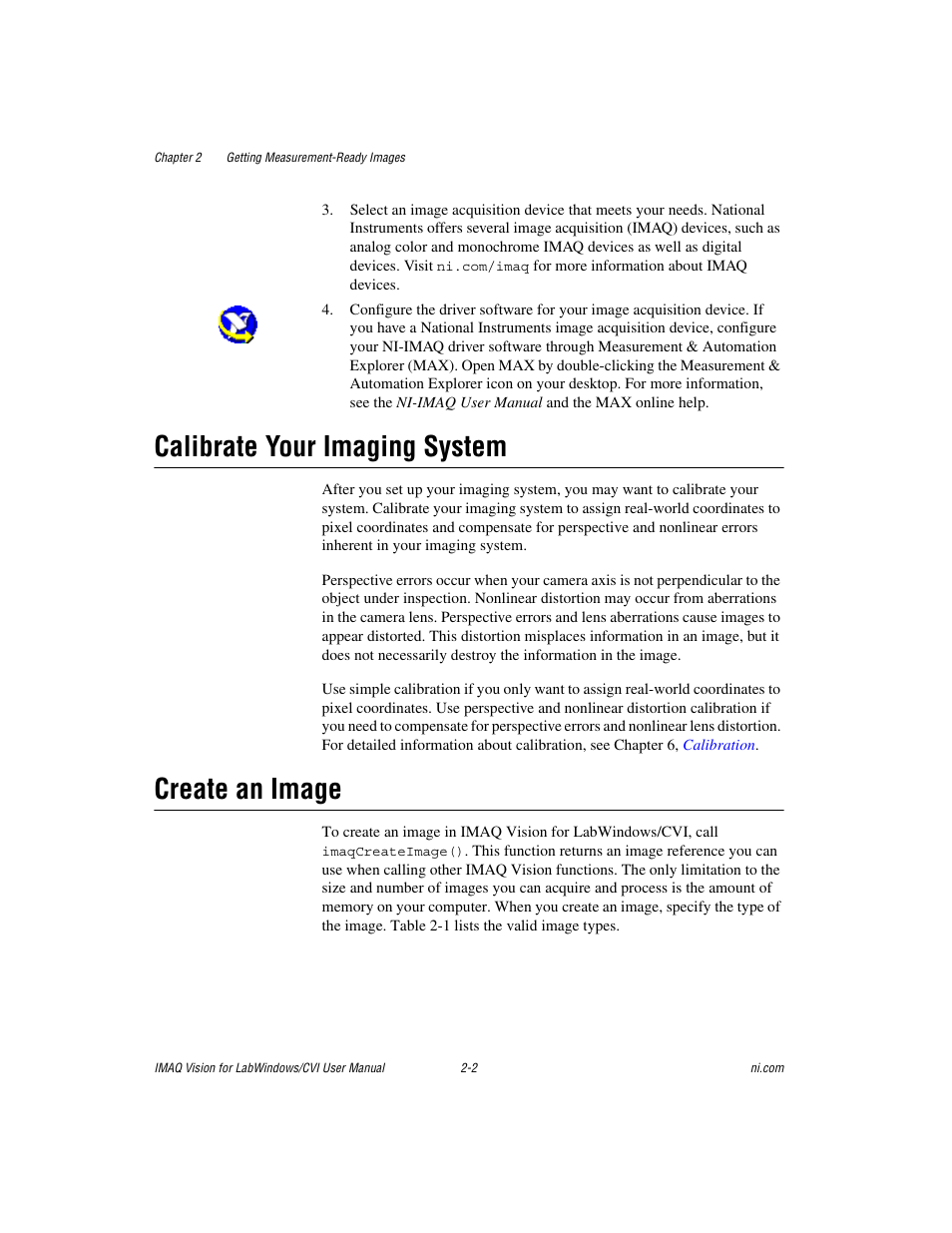 Calibrate your imaging system, Create an image | National Instruments IMAQ Vision for Measurement Studio User Manual | Page 15 / 114