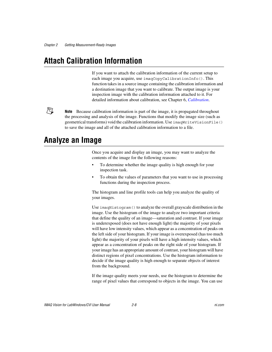 Attach calibration information, Analyze an image | National Instruments IMAQ Vision for Measurement Studio User Manual | Page 21 / 114