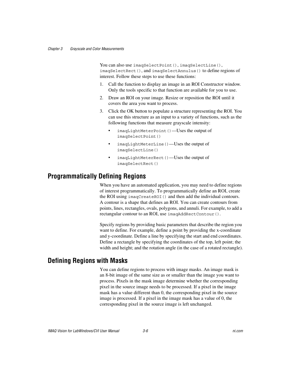 Programmatically defining regions, Defining regions with masks | National Instruments IMAQ Vision for Measurement Studio User Manual | Page 32 / 114