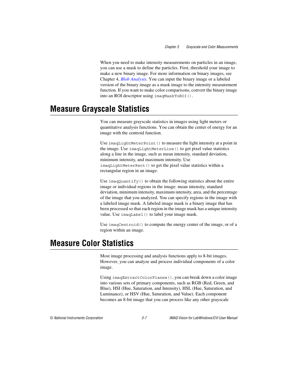 Measure grayscale statistics, Measure color statistics, Measure grayscale statistics -7 | Measure color statistics -7 | National Instruments IMAQ Vision for Measurement Studio User Manual | Page 33 / 114