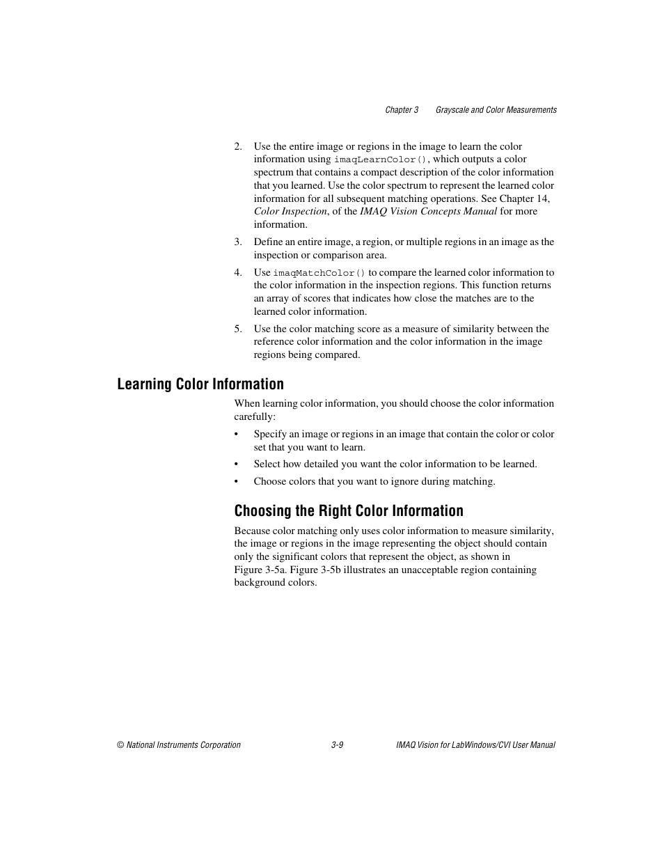 Learning color information, Choosing the right color information, Learning color information -9 | Choosing the right color information -9 | National Instruments IMAQ Vision for Measurement Studio User Manual | Page 35 / 114