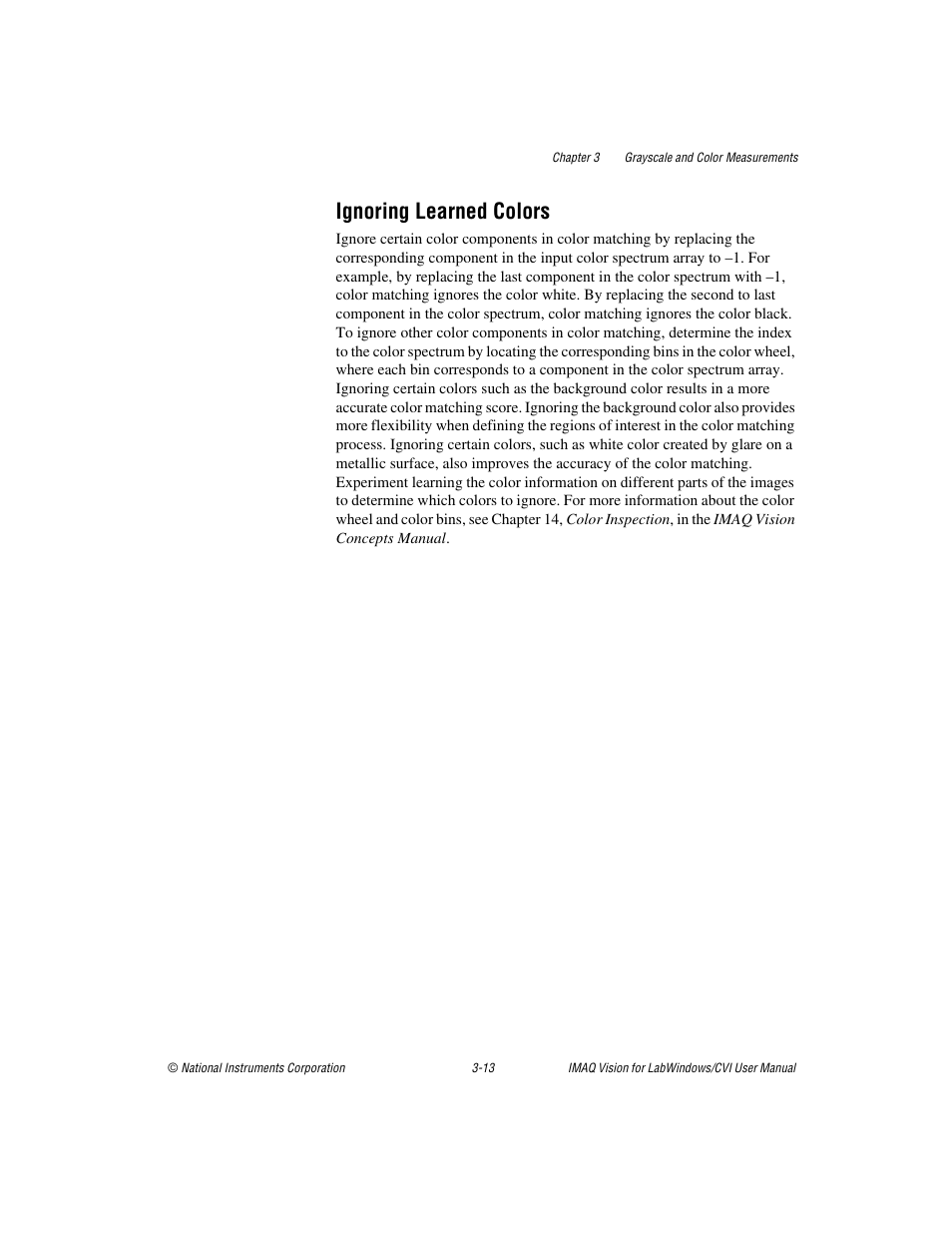 Ignoring learned colors, Ignoring learned colors -13 | National Instruments IMAQ Vision for Measurement Studio User Manual | Page 39 / 114