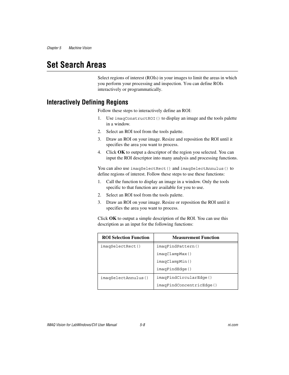 Set search areas, Interactively defining regions, Set search areas -8 | Interactively defining regions -8 | National Instruments IMAQ Vision for Measurement Studio User Manual | Page 54 / 114