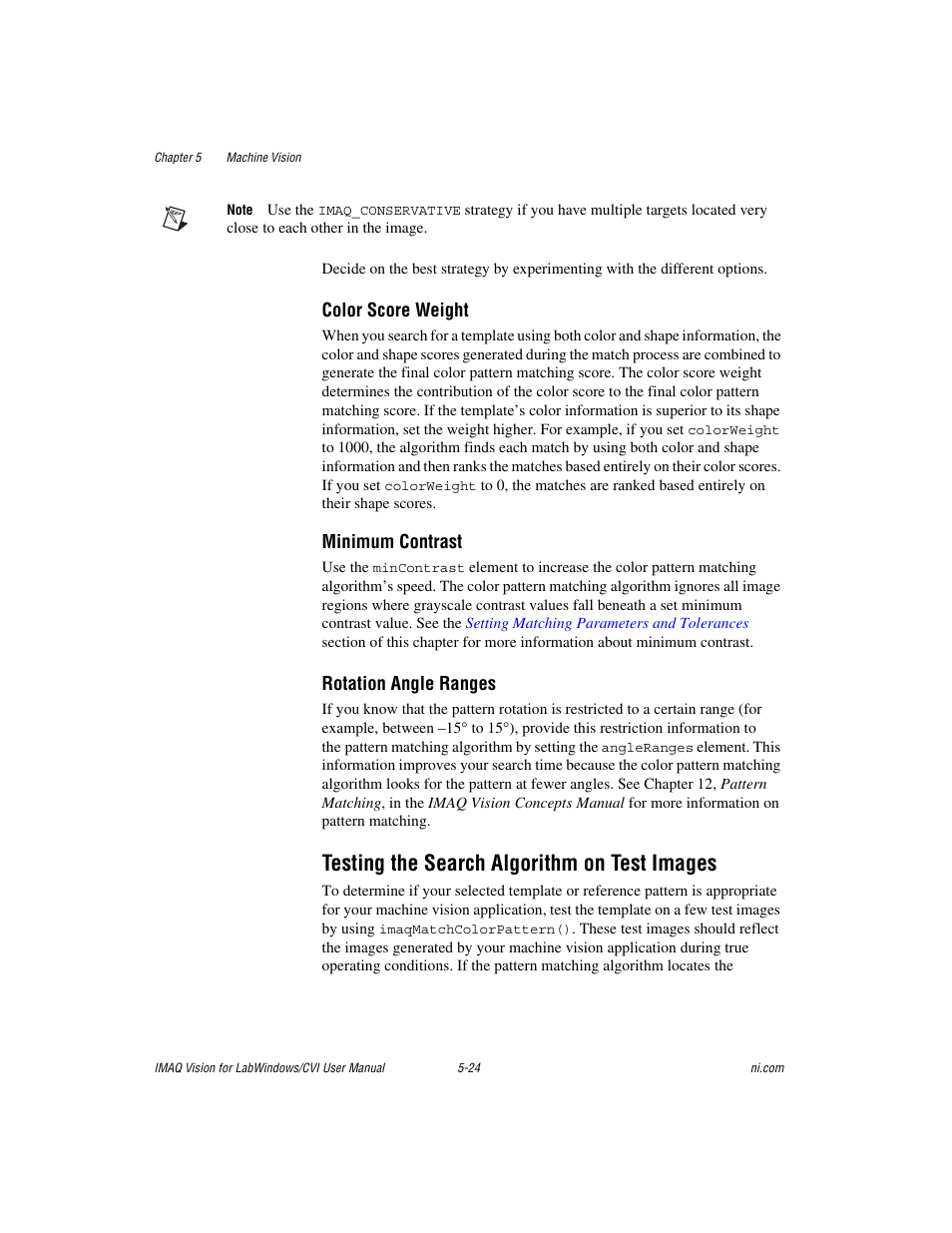 Testing the search algorithm on test images, Testing the search algorithm on test images -24 | National Instruments IMAQ Vision for Measurement Studio User Manual | Page 70 / 114