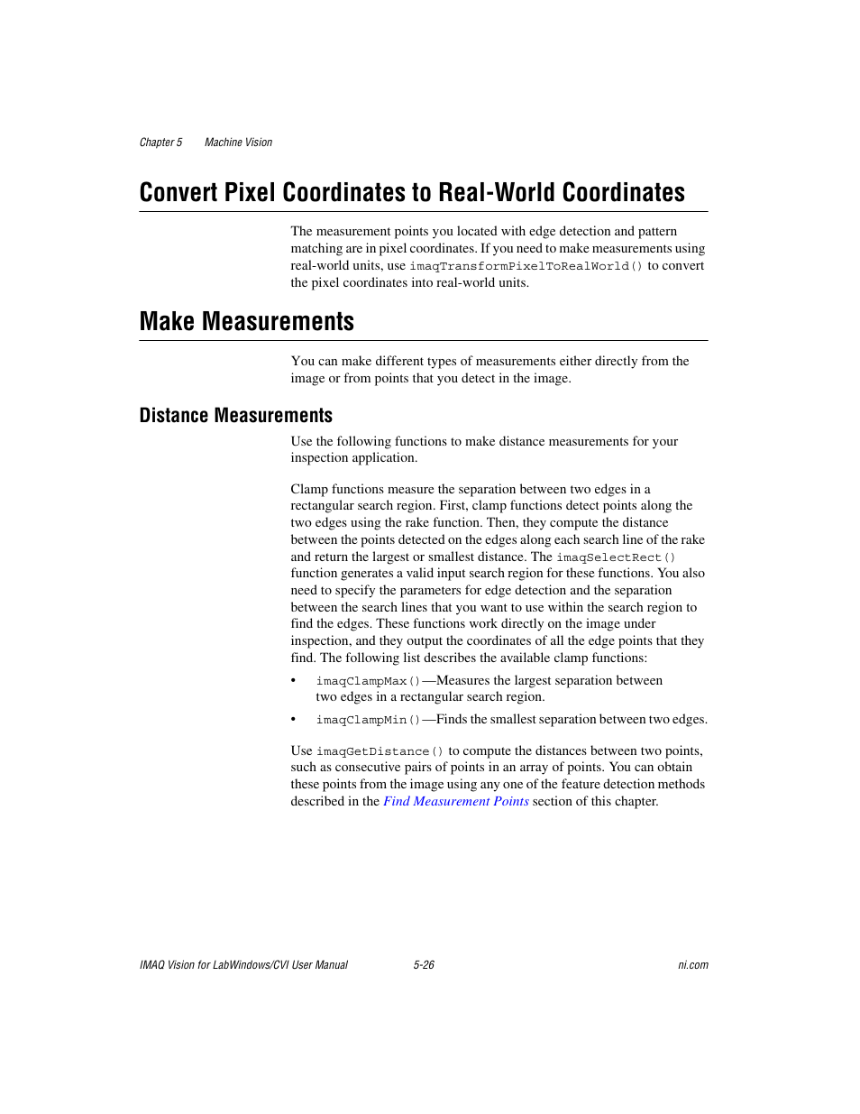 Make measurements, Distance measurements, Distance measurements -26 | National Instruments IMAQ Vision for Measurement Studio User Manual | Page 72 / 114