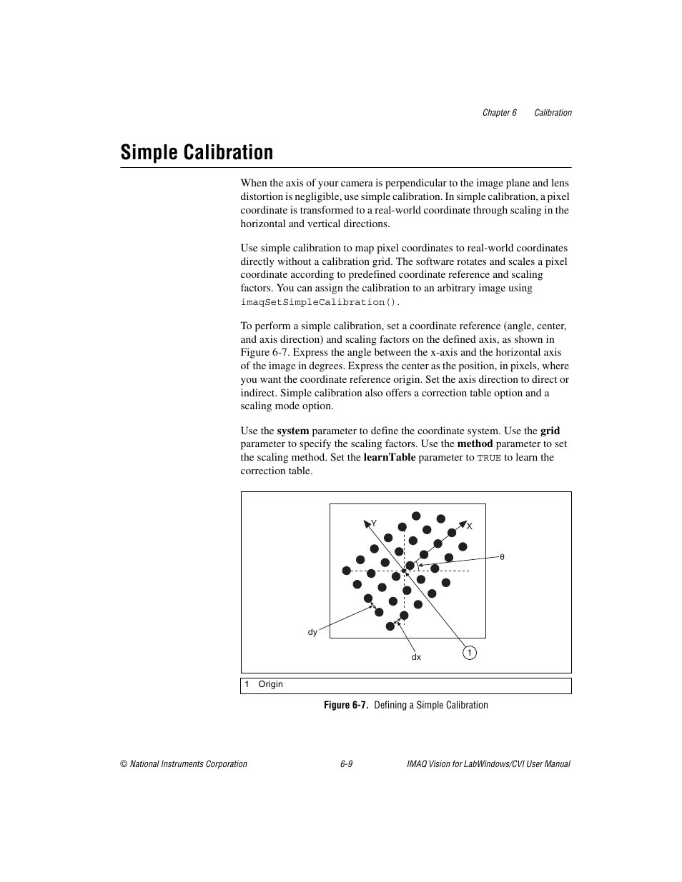 Simple calibration, Figure 6-7. defining a simple calibration, Calibration invalidation -8 | National Instruments IMAQ Vision for Measurement Studio User Manual | Page 84 / 114