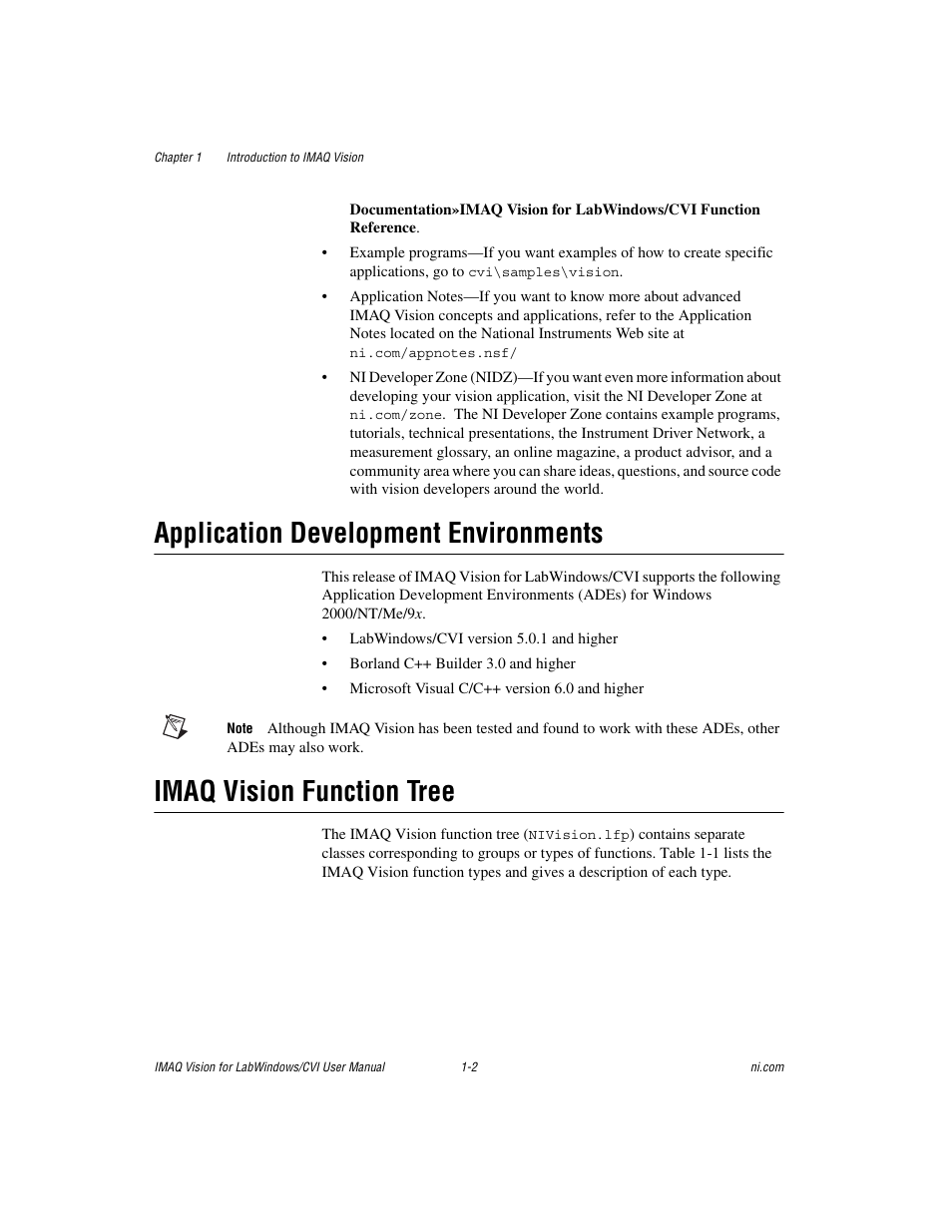 Application development environments, Imaq vision function tree | National Instruments IMAQ Vision for Measurement Studio User Manual | Page 9 / 114