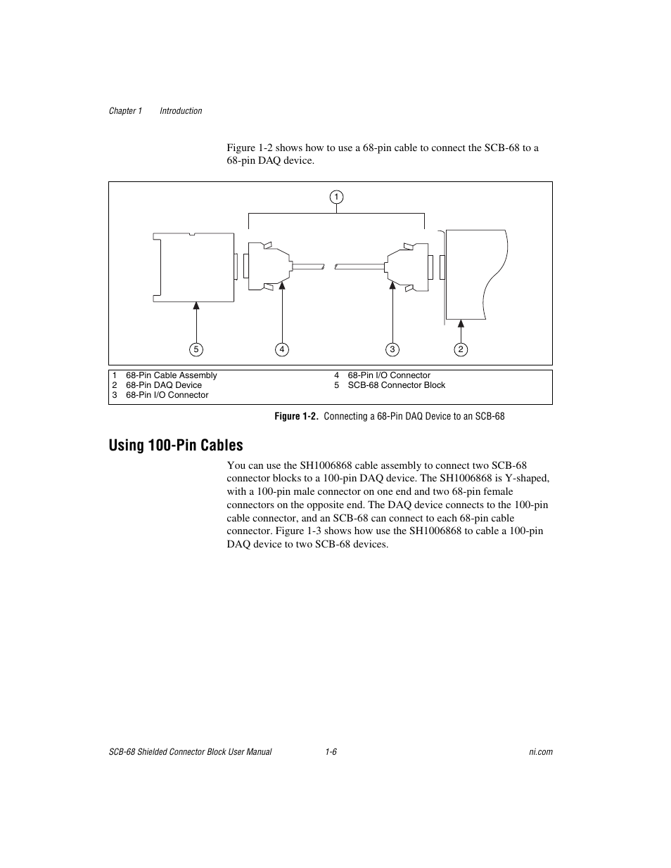 Using 100-pin cables, Using 100-pin cables -6 | National Instruments SCB-68 User Manual | Page 16 / 104
