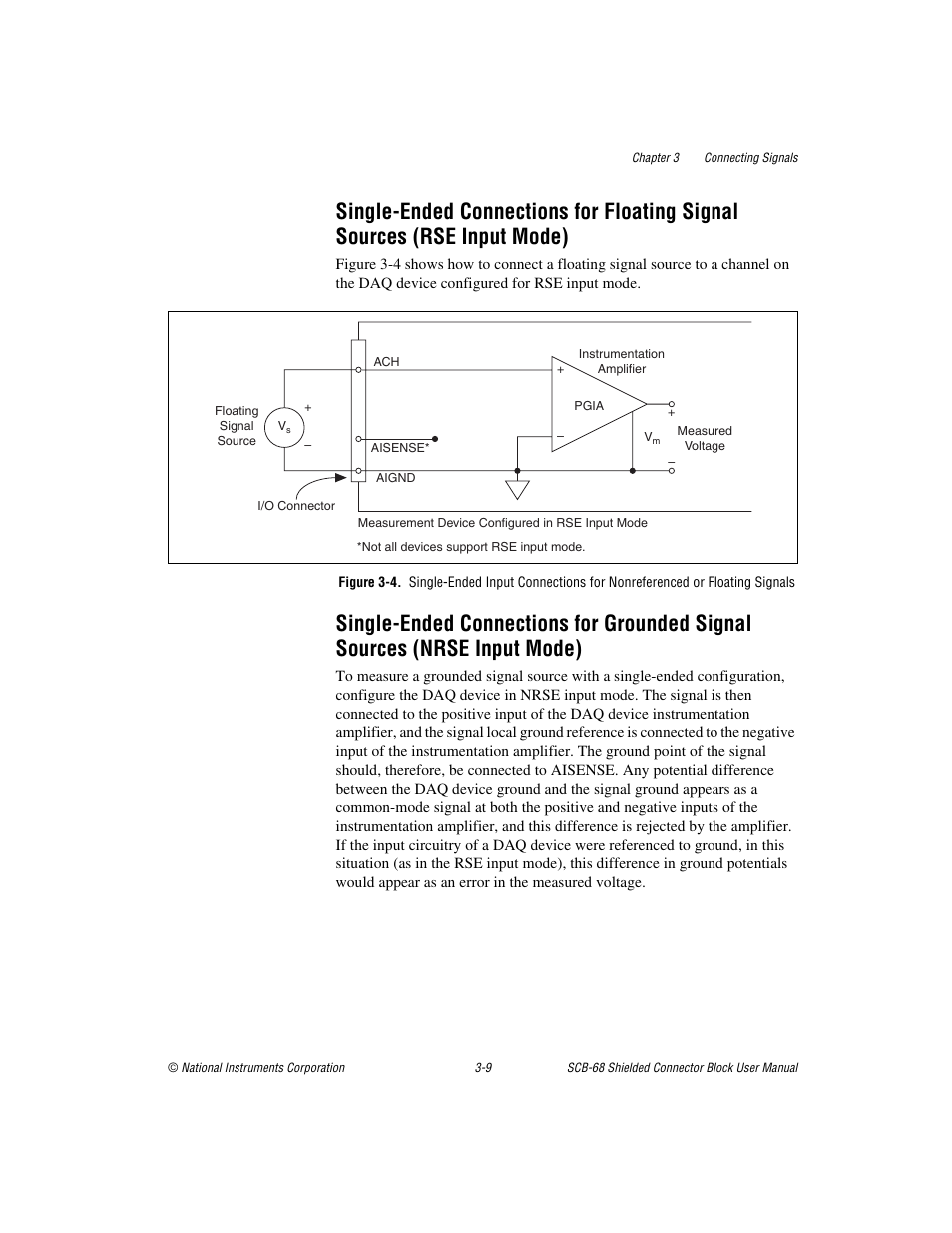 Rse input mode) -9, Nrse input mode) -9 | National Instruments SCB-68 User Manual | Page 37 / 104