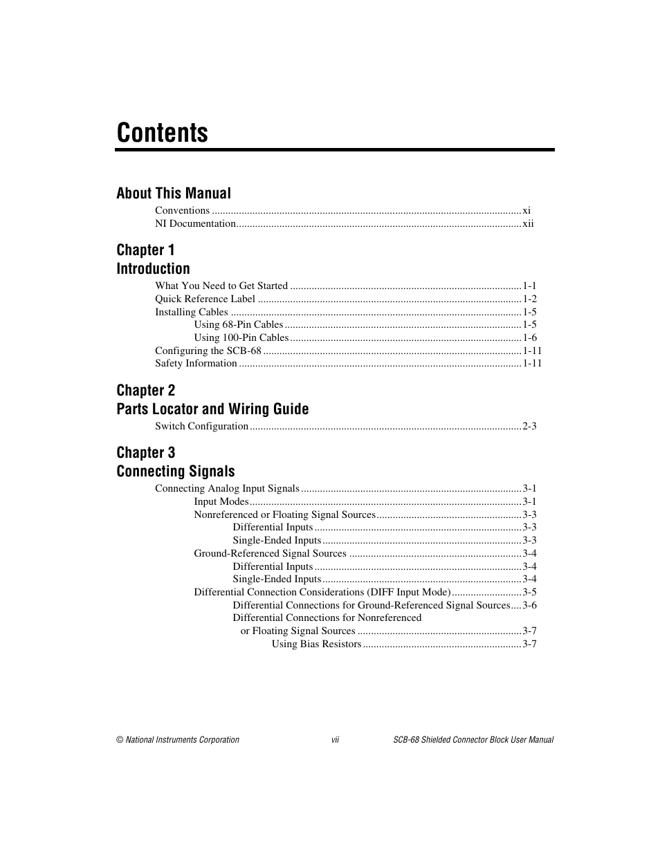 National Instruments SCB-68 User Manual | Page 6 / 104