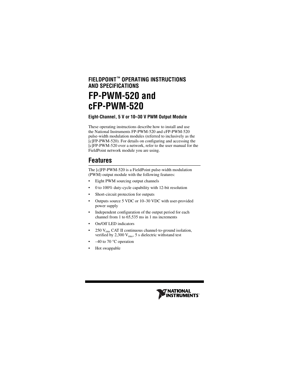 National Instruments FP-PWM-520 User Manual | 18 pages