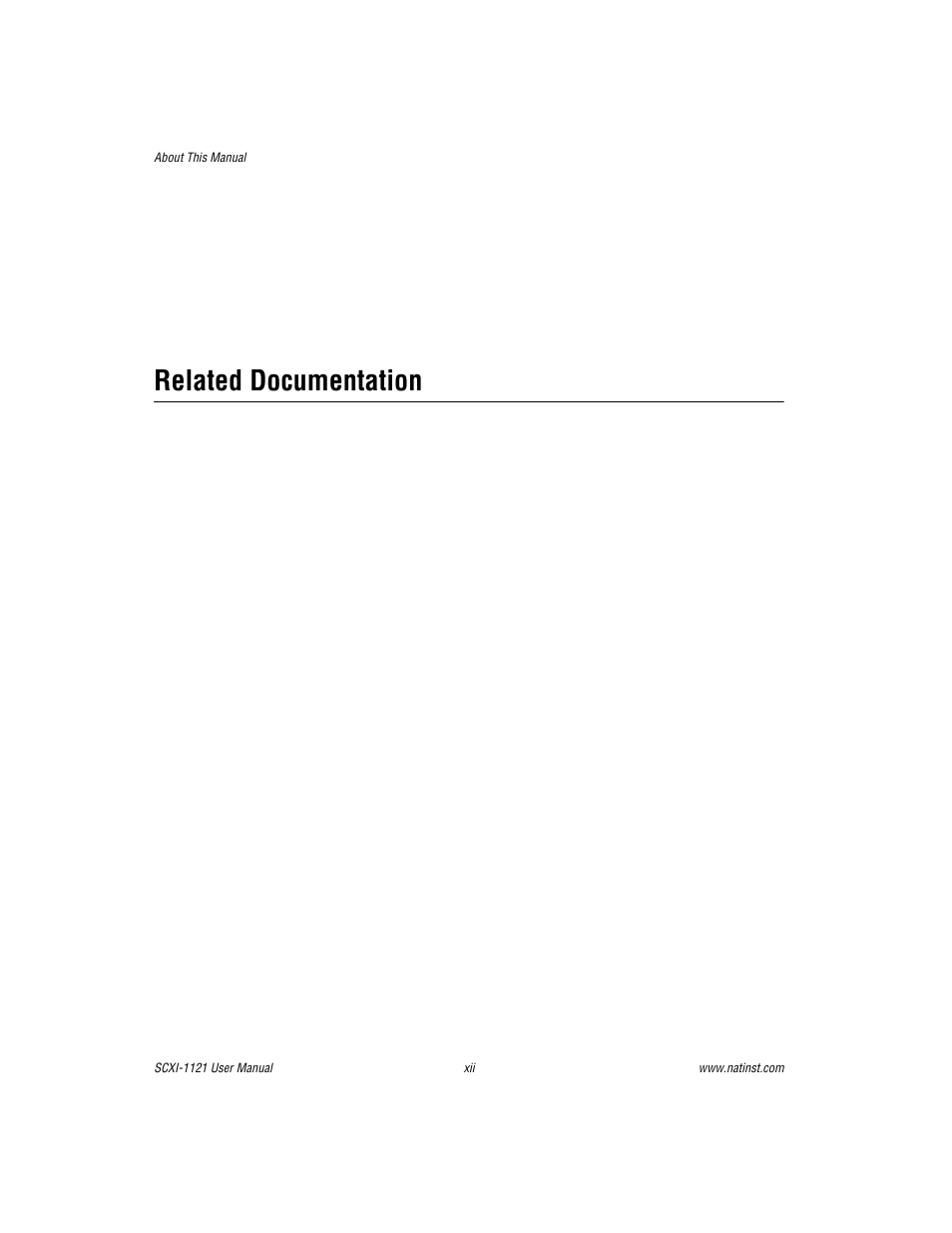 Related documentation | National Instruments SCXI-1121 User Manual | Page 10 / 162