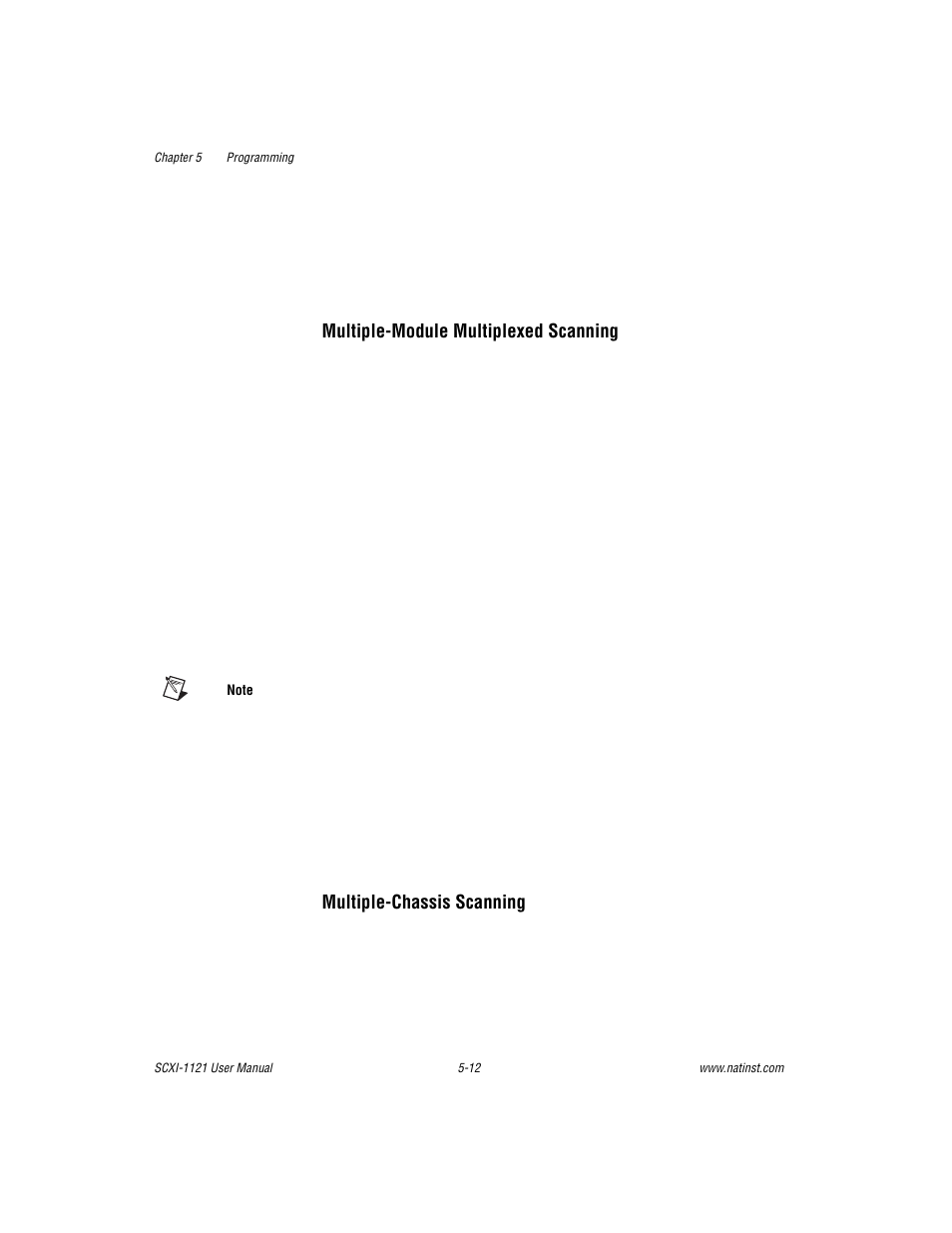 Multiple-module multiplexed scanning, Multiple-chassis scanning | National Instruments SCXI-1121 User Manual | Page 103 / 162