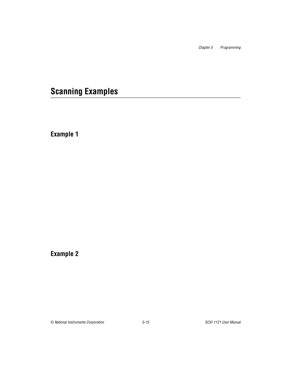 Scanning examples, Example 1, Example 2 | Scanning examples -15, Example 1 -15 example 2 -15 | National Instruments SCXI-1121 User Manual | Page 106 / 162