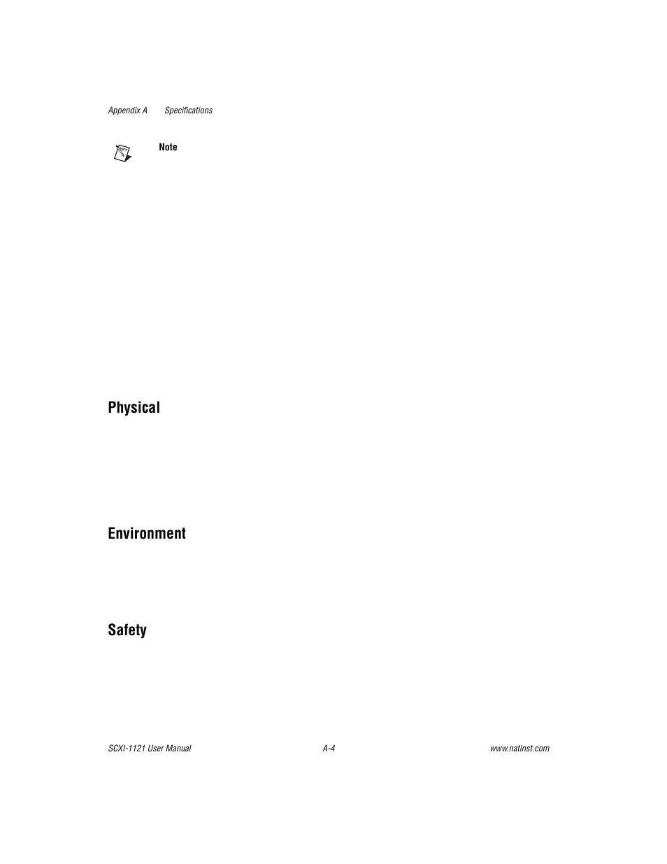 Physical, Environment, Safety | National Instruments SCXI-1121 User Manual | Page 112 / 162