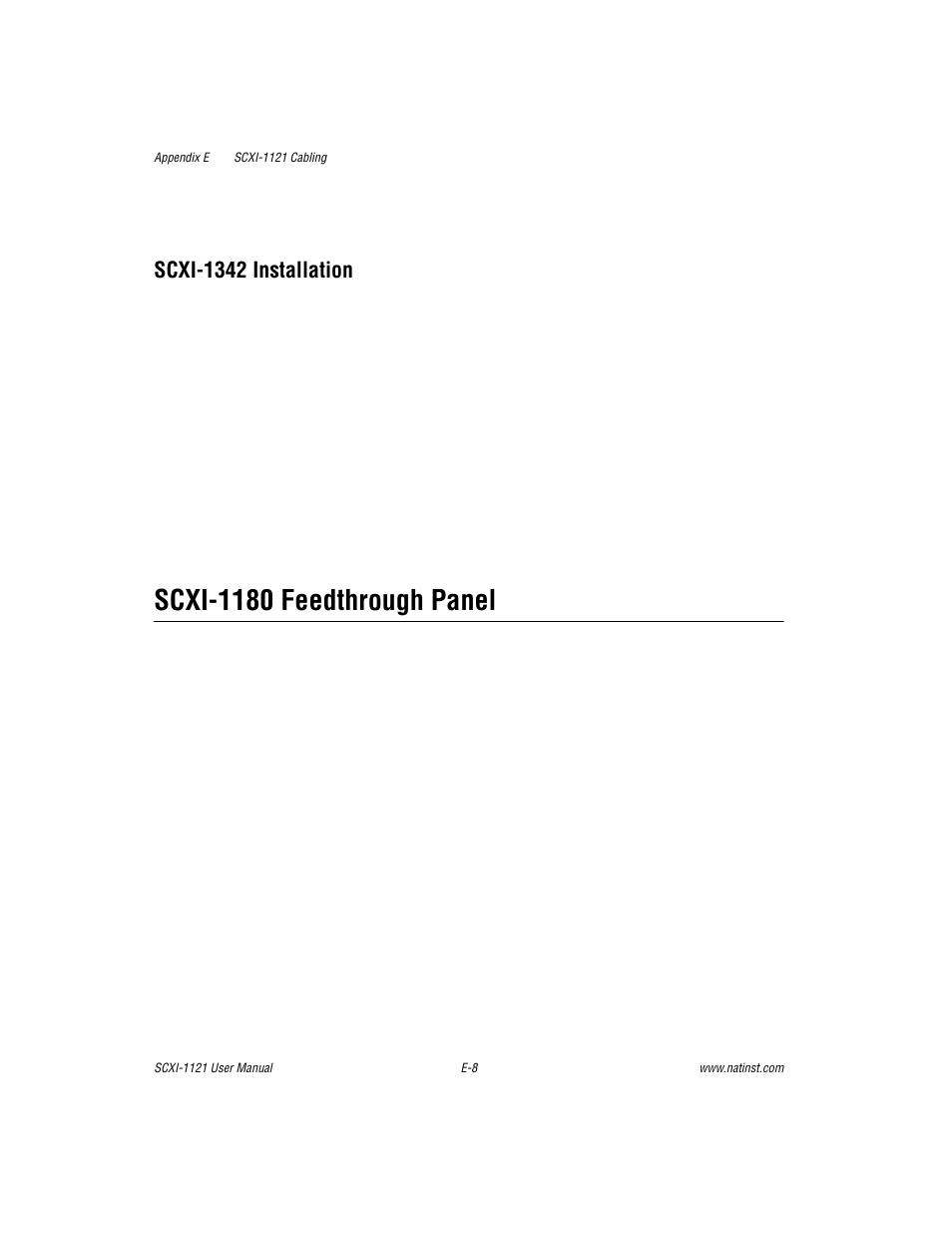 Scxi-1180 feedthrough panel, Scxi-1342 installation | National Instruments SCXI-1121 User Manual | Page 130 / 162