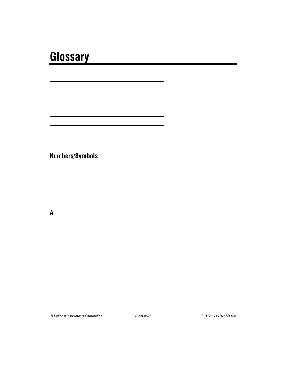 Glossary, Numbers/symbols | National Instruments SCXI-1121 User Manual | Page 144 / 162