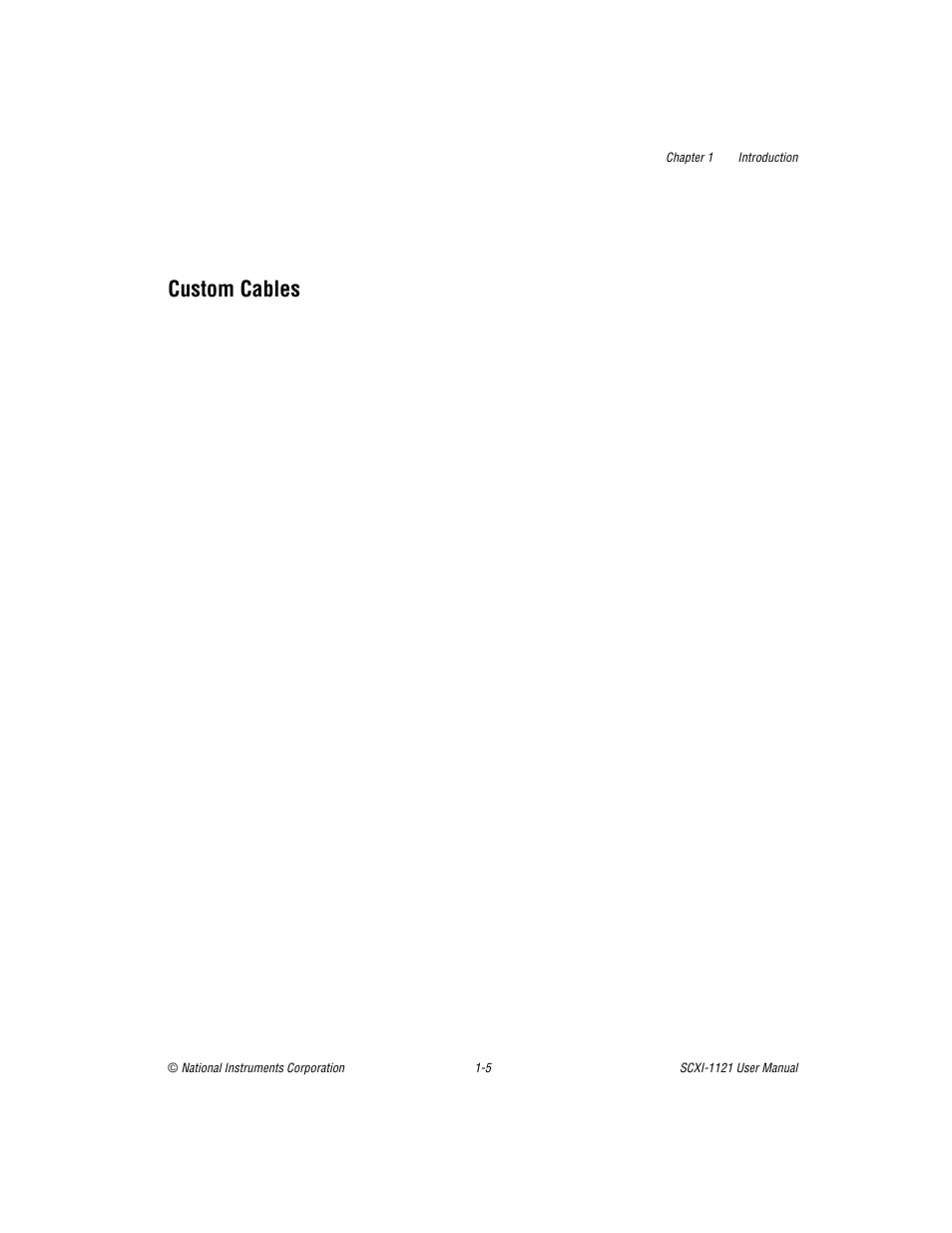 Custom cables, Custom cables -5 | National Instruments SCXI-1121 User Manual | Page 15 / 162