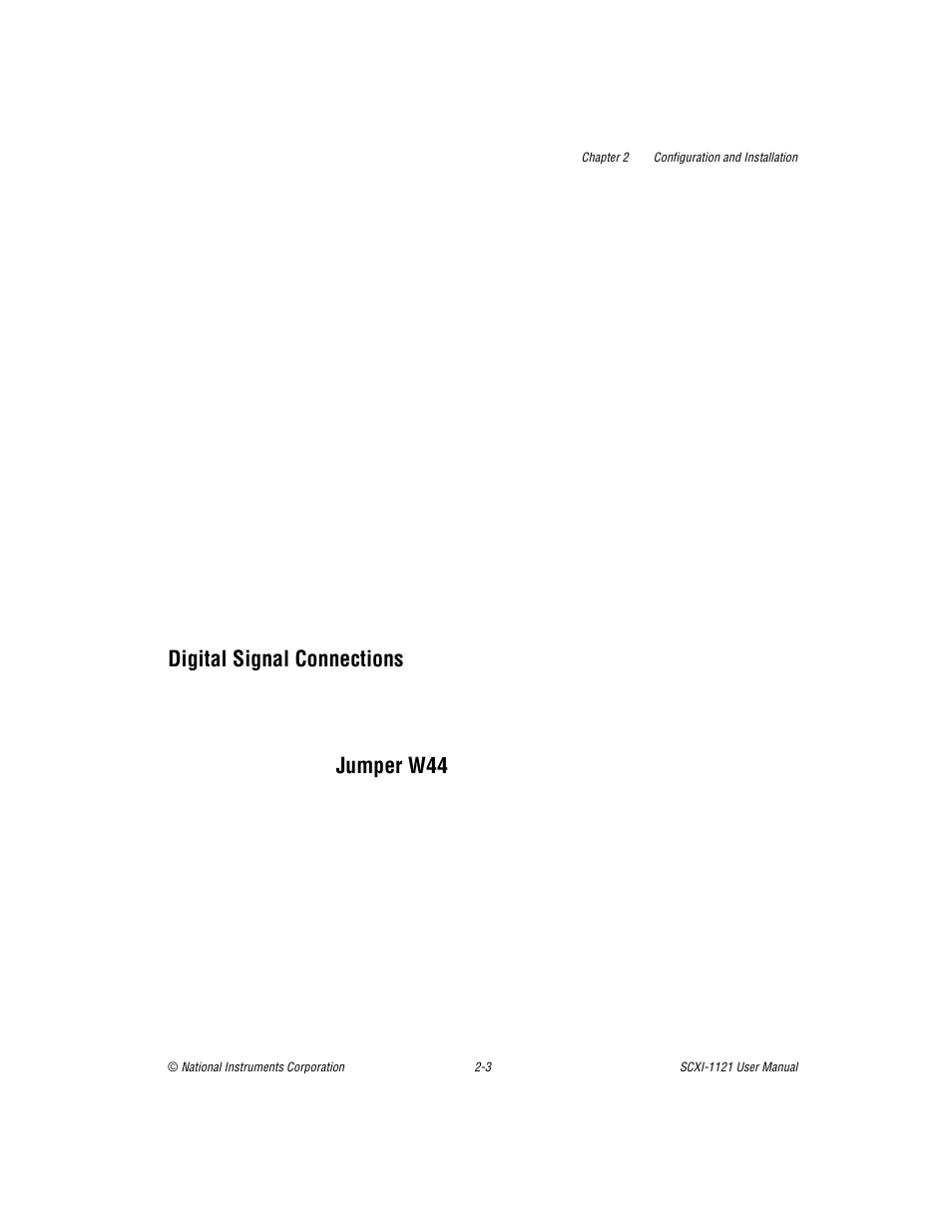 Digital signal connections, Jumper w44, Digital signal connections -3 | Jumper w44 -3 | National Instruments SCXI-1121 User Manual | Page 19 / 162