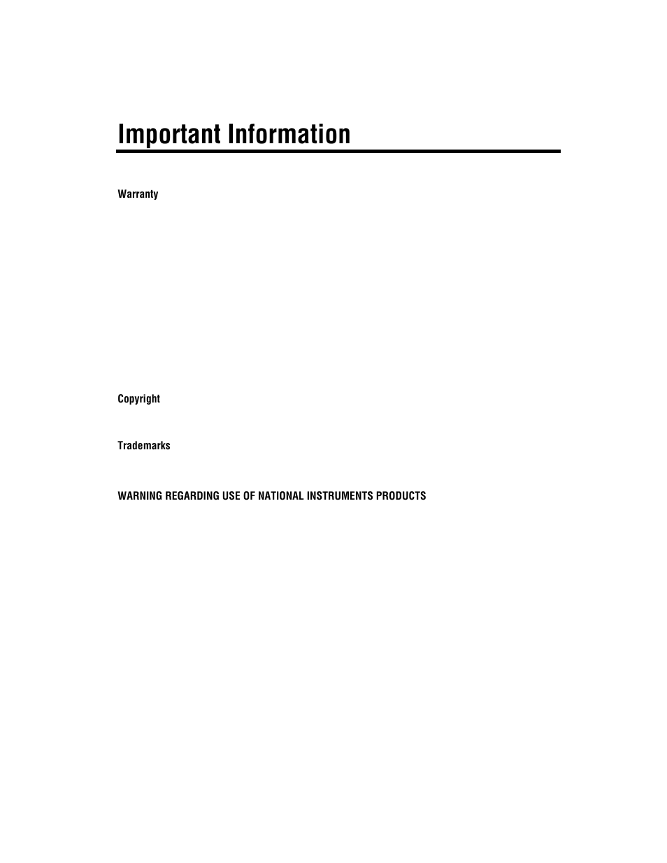Important information, Warranty, Copyright | Trademarks | National Instruments SCXI-1121 User Manual | Page 3 / 162