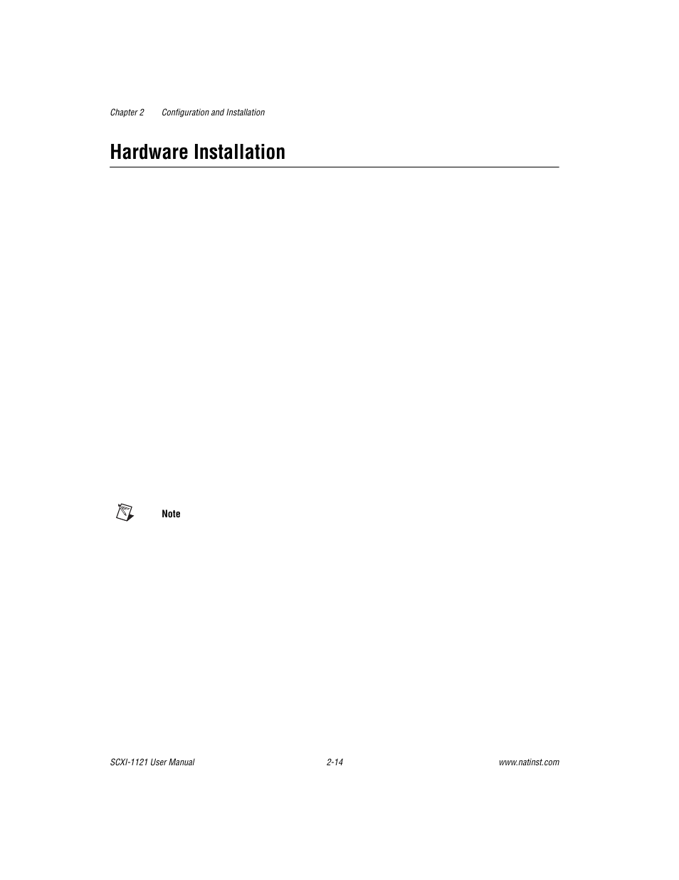 Hardware installation, Hardware installation -14 | National Instruments SCXI-1121 User Manual | Page 30 / 162