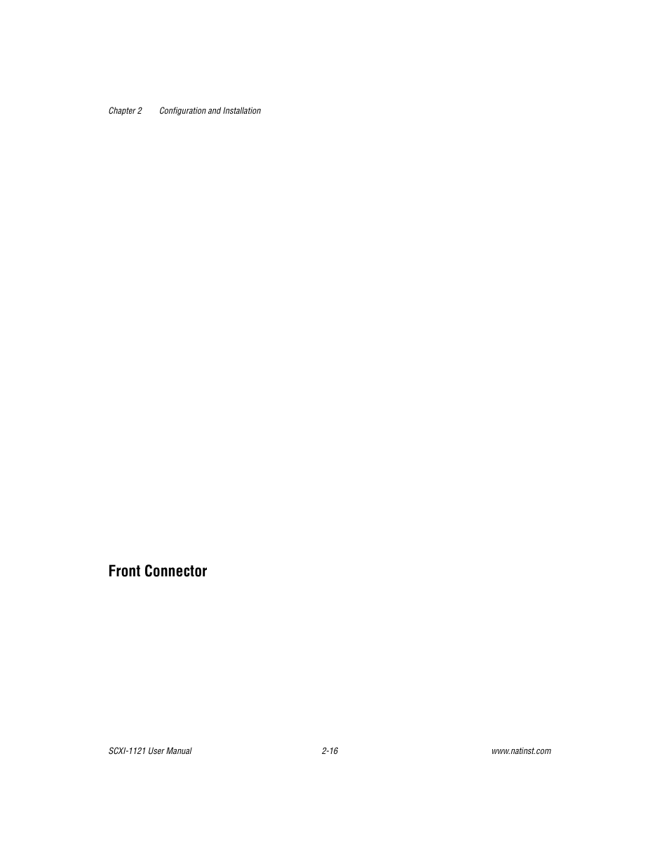 Front connector, Front connector -16 | National Instruments SCXI-1121 User Manual | Page 32 / 162