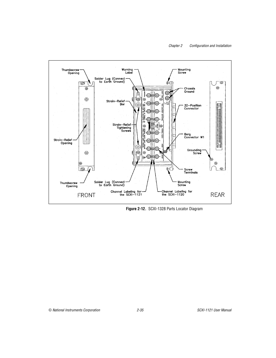 Figure 2-12. scxi-1328 parts locator diagram, Figure 2-12, Scxi-1328 parts locator diagram -37 | National Instruments SCXI-1121 User Manual | Page 51 / 162