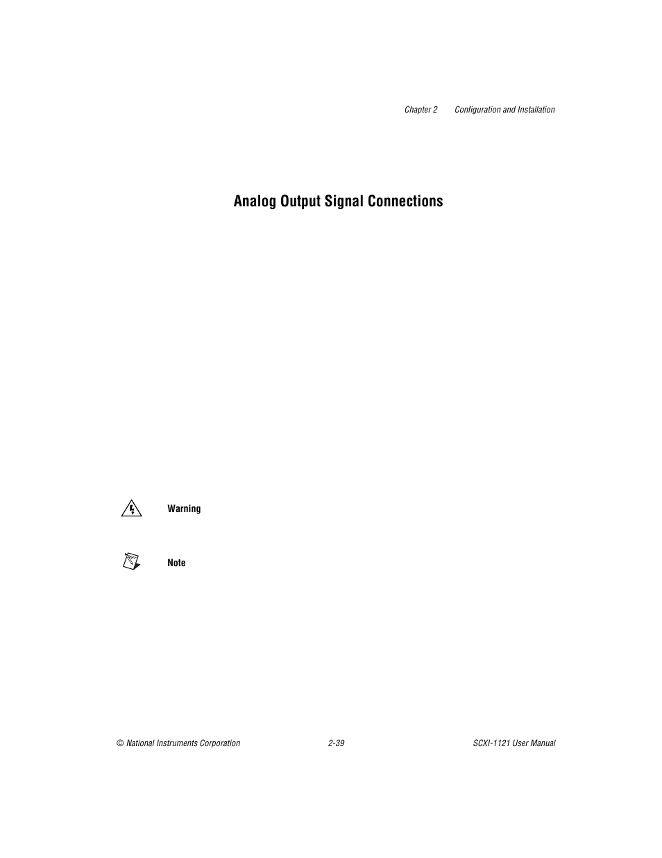 Analog output signal connections, Analog output signal connections -39 | National Instruments SCXI-1121 User Manual | Page 55 / 162