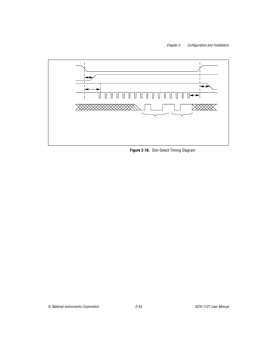 Figure 2-16. slot-select timing diagram, Figure 2-16, Slot-select timing diagram -44 | National Instruments SCXI-1121 User Manual | Page 59 / 162