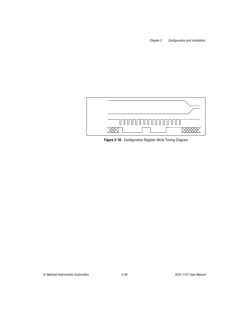 Figure 2-18, Configuration register write timing diagram -46 | National Instruments SCXI-1121 User Manual | Page 61 / 162
