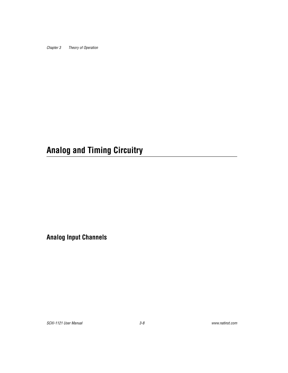 Analog and timing circuitry, Analog input channels, Analog and timing circuitry -8 | Analog input channels -8 | National Instruments SCXI-1121 User Manual | Page 70 / 162