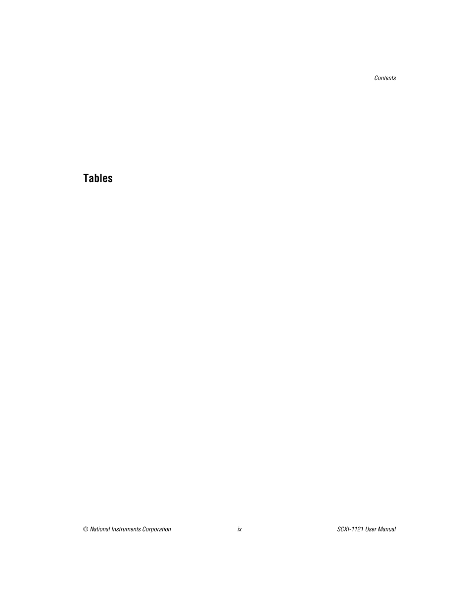 Tables | National Instruments SCXI-1121 User Manual | Page 8 / 162