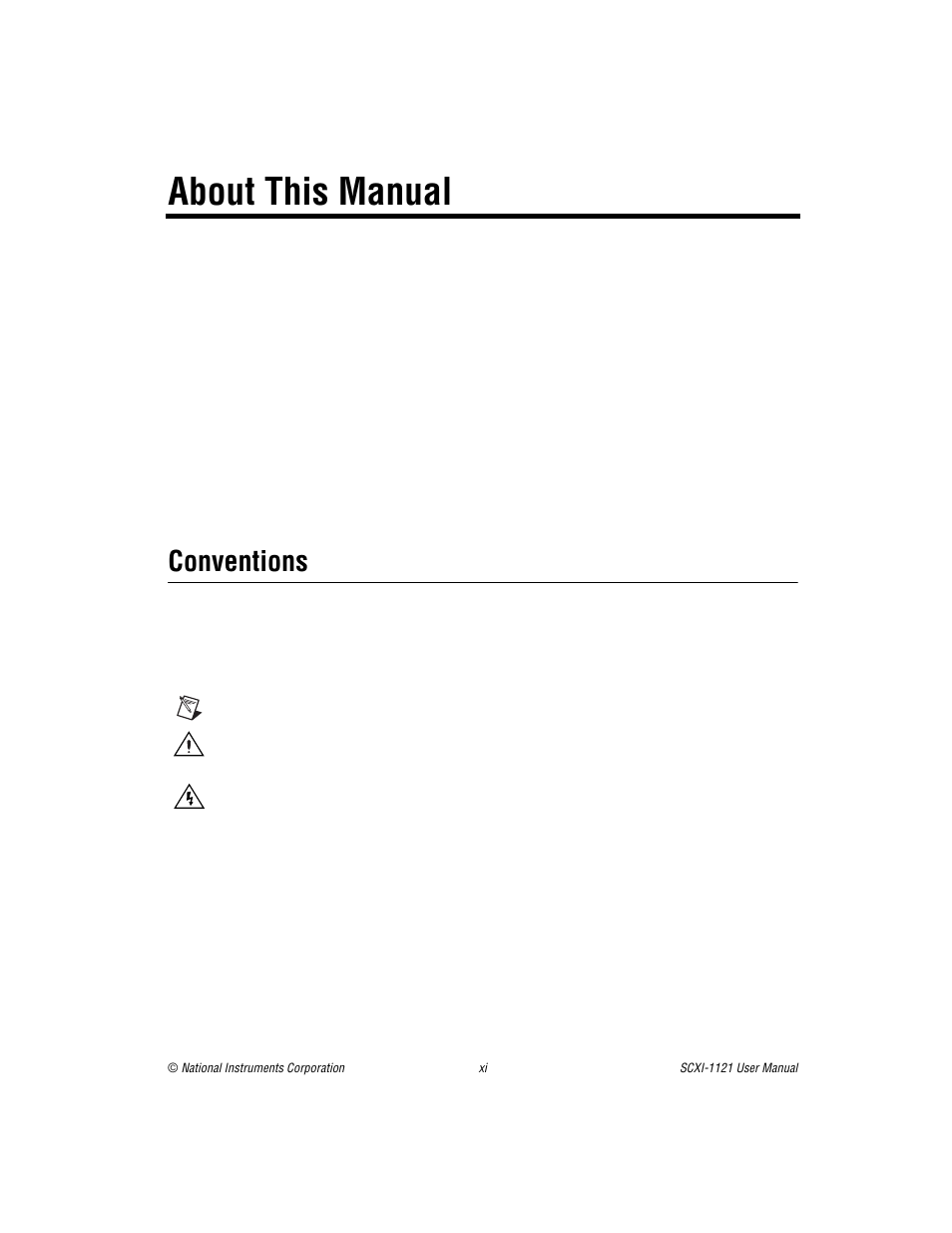 About this manual, Conventions | National Instruments SCXI-1121 User Manual | Page 9 / 162