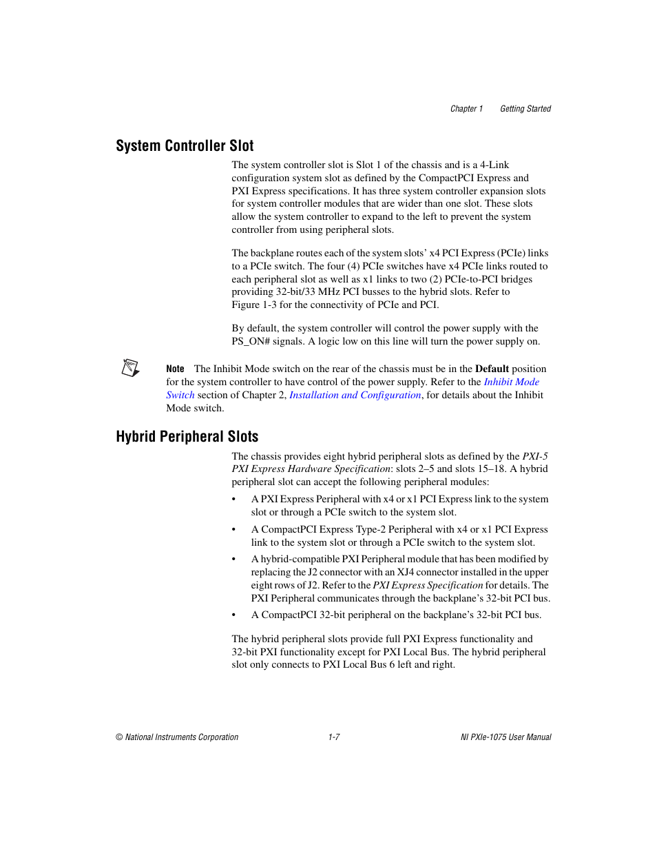 System controller slot, Hybrid peripheral slots | National Instruments NI PXIe-1075 User Manual | Page 14 / 78