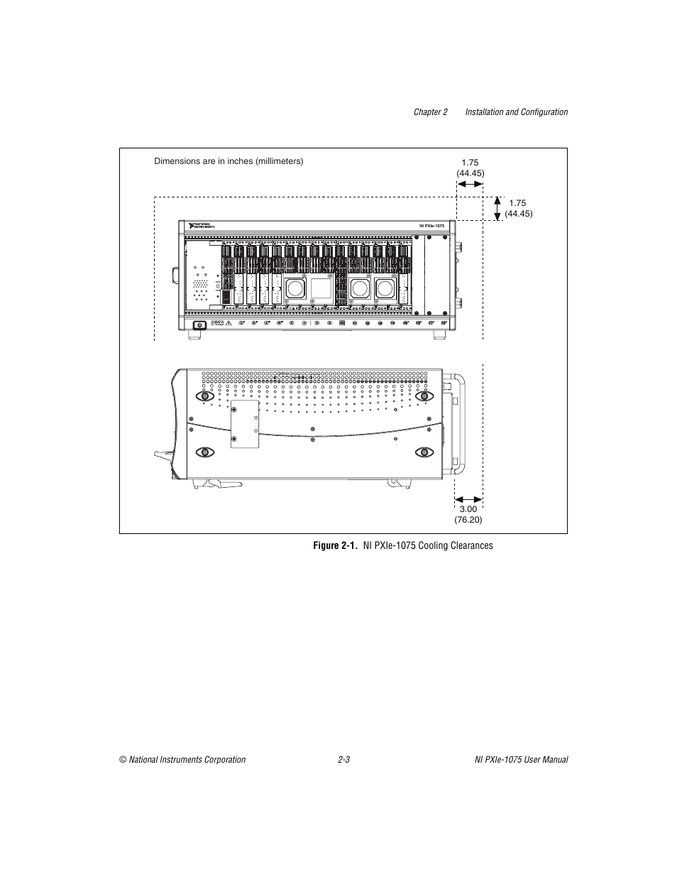 Figure 2-1. ni pxie-1075 cooling clearances | National Instruments NI PXIe-1075 User Manual | Page 23 / 78