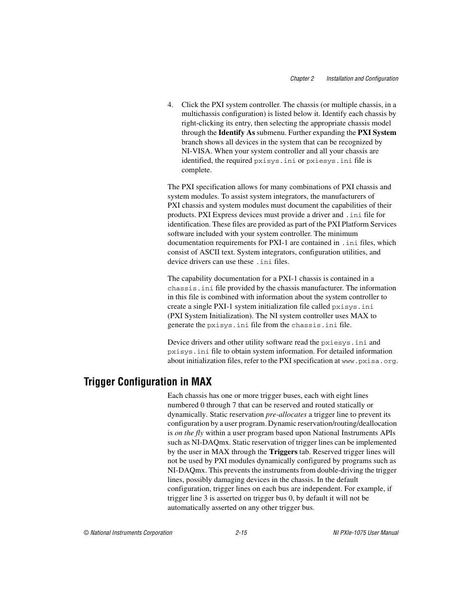 Trigger configuration in max, Trigger configuration in max -15 | National Instruments NI PXIe-1075 User Manual | Page 35 / 78