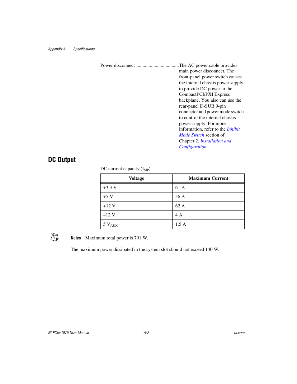 Dc output | National Instruments NI PXIe-1075 User Manual | Page 43 / 78