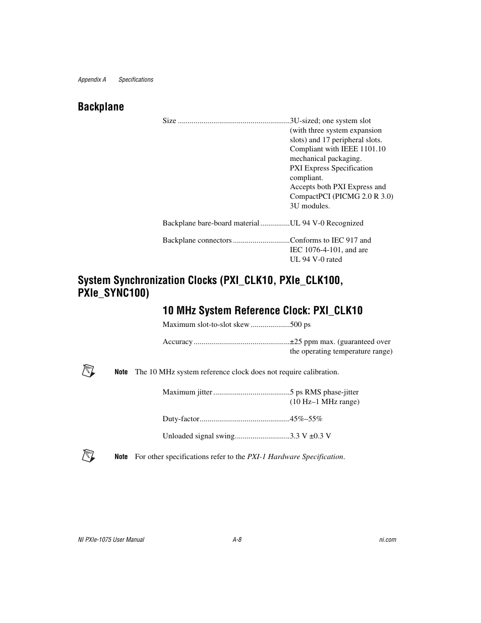 Backplane | National Instruments NI PXIe-1075 User Manual | Page 49 / 78