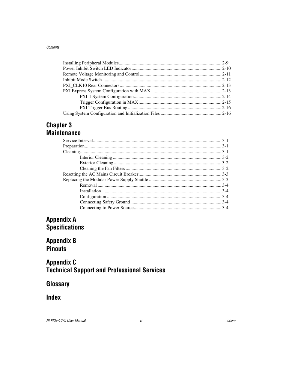 Chapter 3 maintenance | National Instruments NI PXIe-1075 User Manual | Page 5 / 78