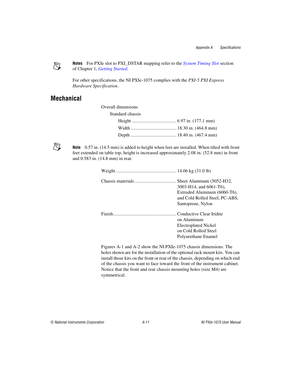 Mechanical | National Instruments NI PXIe-1075 User Manual | Page 52 / 78