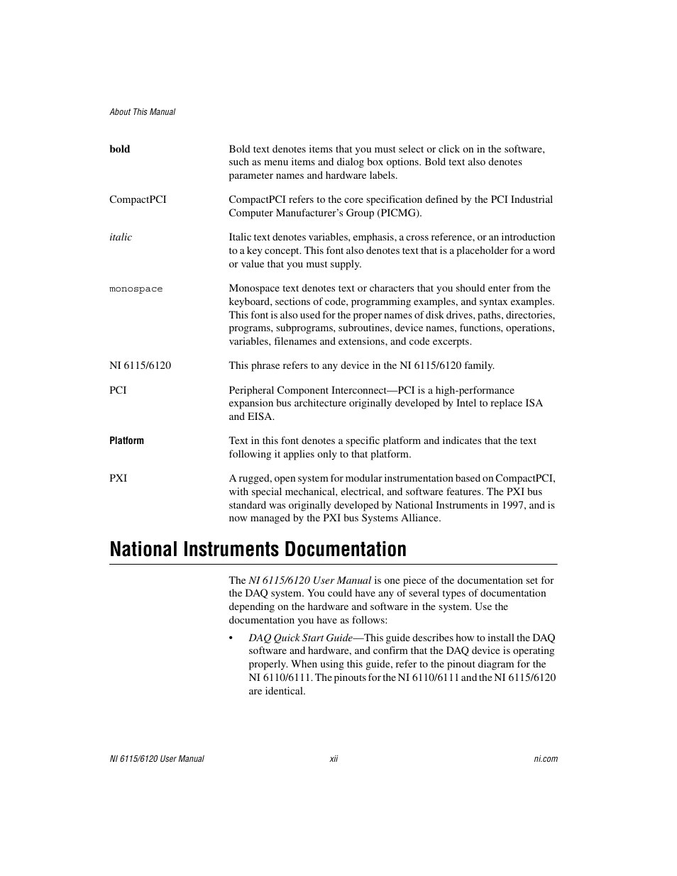 National instruments documentation | National Instruments NI 6120 User Manual | Page 10 / 127