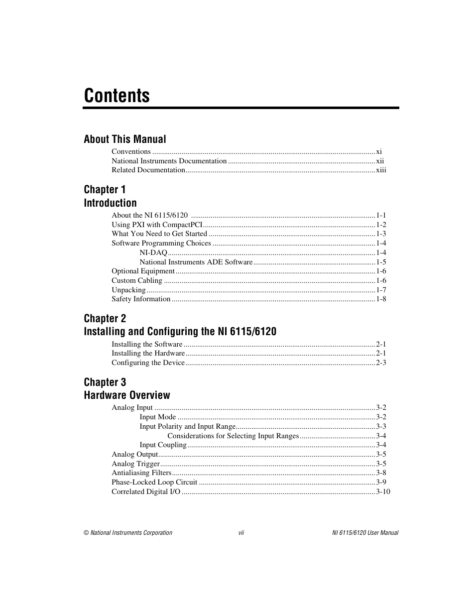National Instruments NI 6120 User Manual | Page 6 / 127